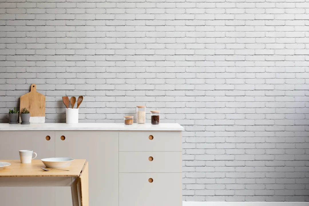 White Painted Brick Pattern Wallpaper Mural