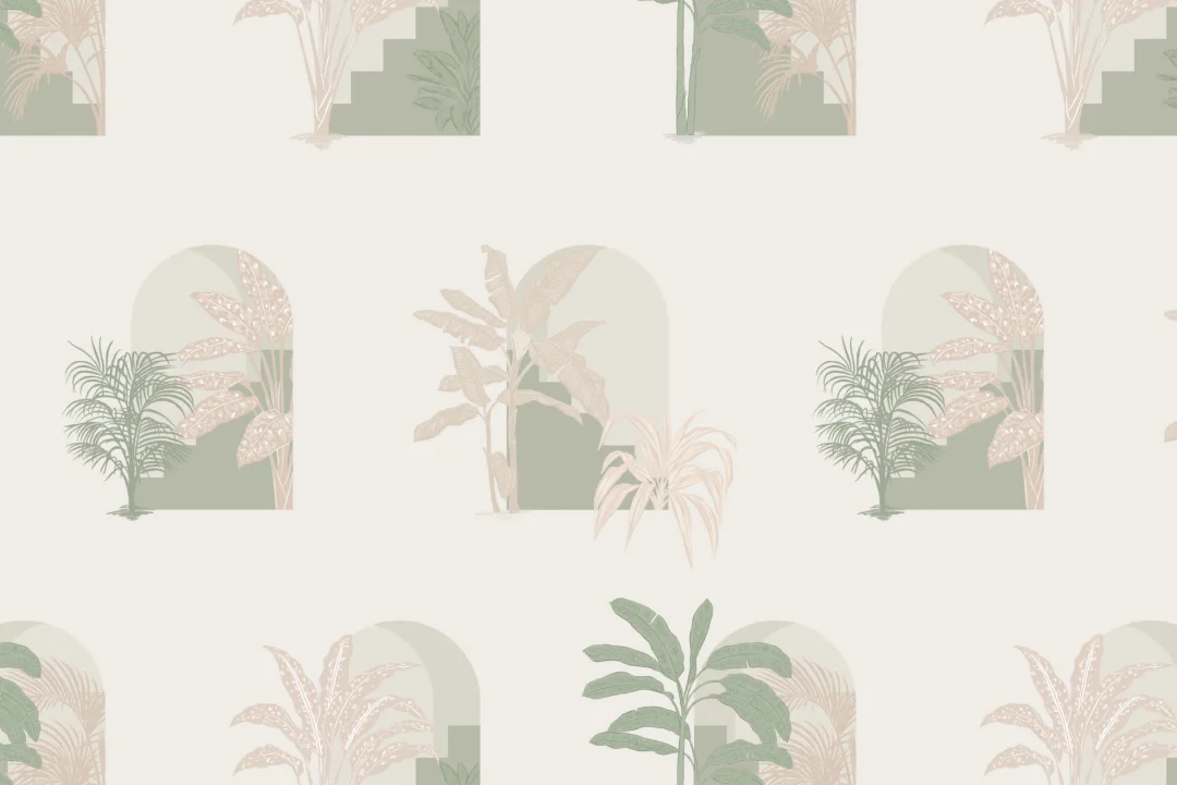 Green Biophilic Architecture Repeat Pattern Wallpaper