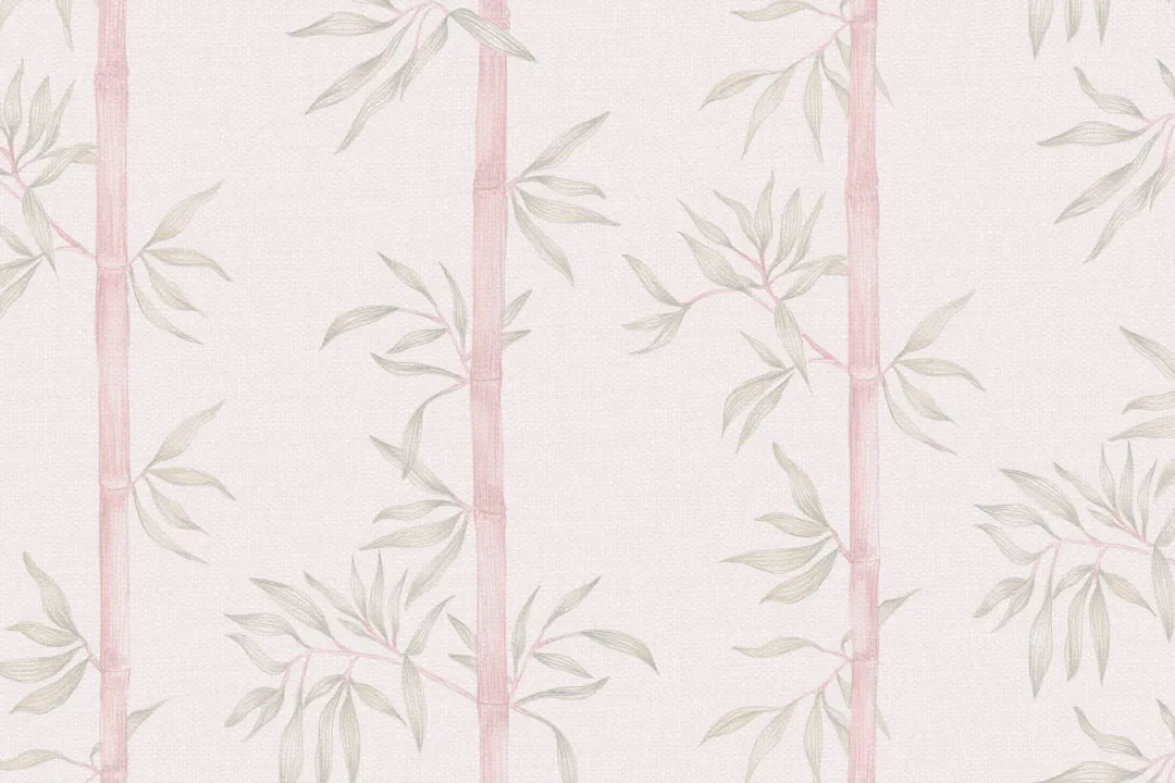 Pink and Green Watercolor Bamboo Wallpaper