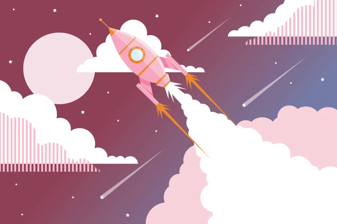 Mural Papel Pintado Niños Cohete Espacial Rosa