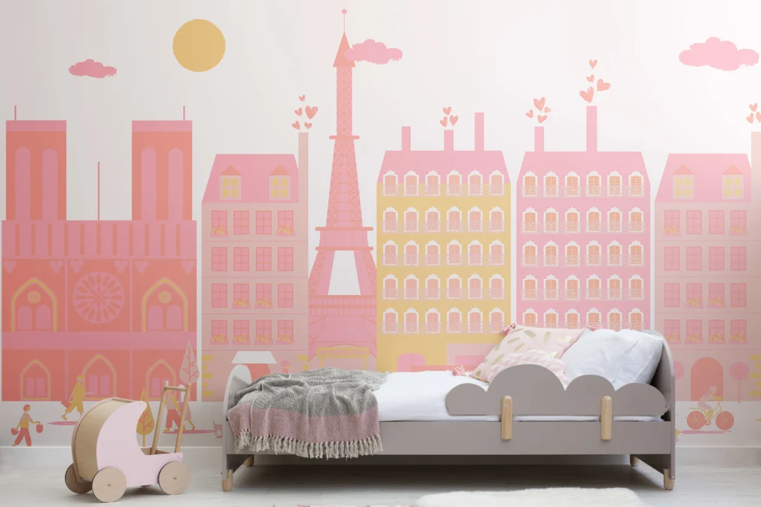 Rosa Paris City Living Fototapet