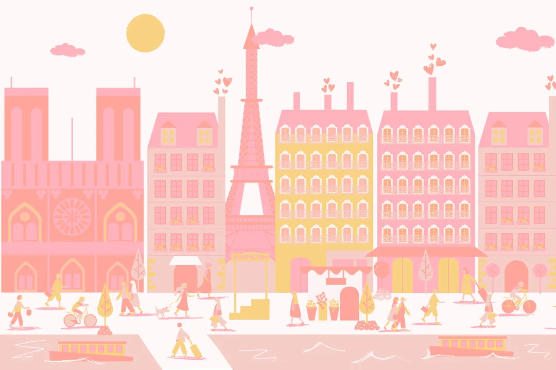 Rosa Paris City Living Fototapet