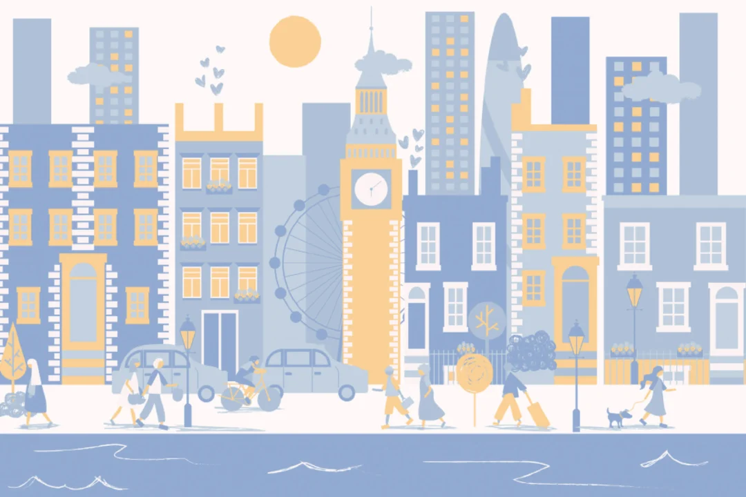 Mural Papel Pintado Ciudad de Londres Azul