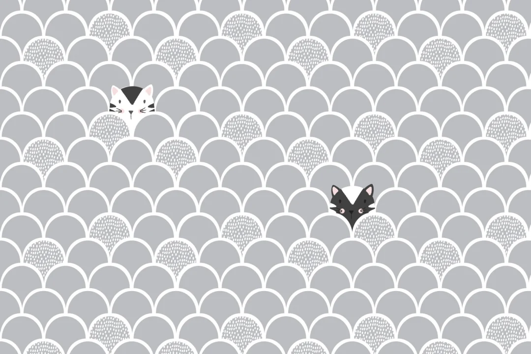 Kids Gray Pop Up Cats Wallpaper Mural