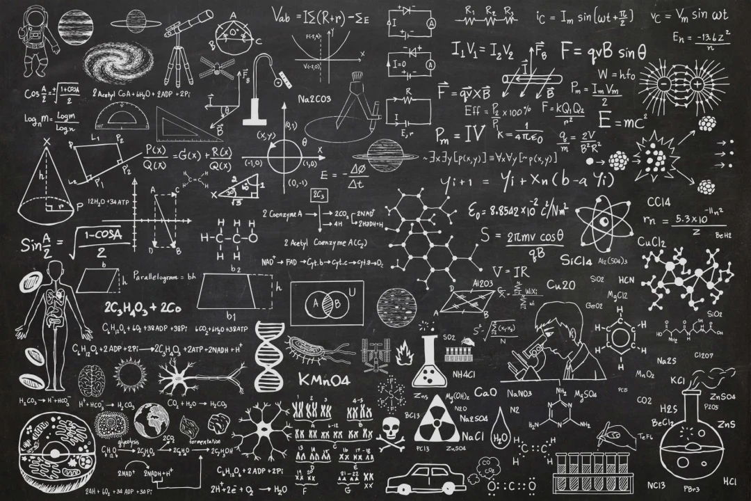 Mural Papel Pintado de Ciencias con Efecto Pizarra