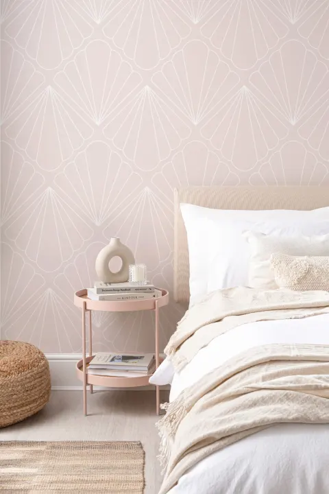 Pink Seashell Mermaid Theme Repeat Pattern Wallpaper