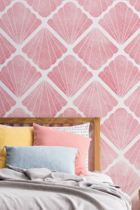 Pink Mermaid Scale Seashell Wallpaper Mural