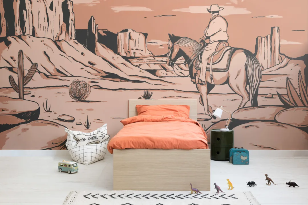 Mural Papel Pintado Cowboy a Caballo del Lejano Oeste