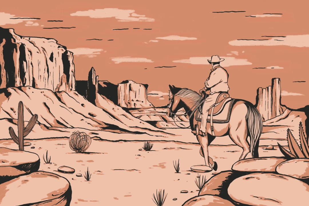 Mural Papel Pintado Cowboy a Caballo del Lejano Oeste