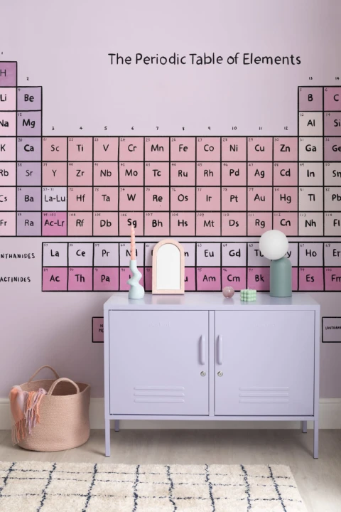 Lyserødt periodisk system af grundstoffer Tapetmaleri