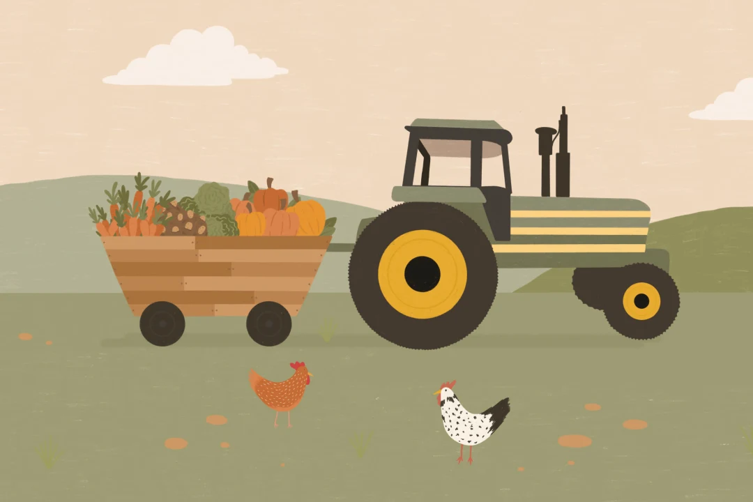 Tractor Farm Scene Illustration Kids Wallpaper Mural