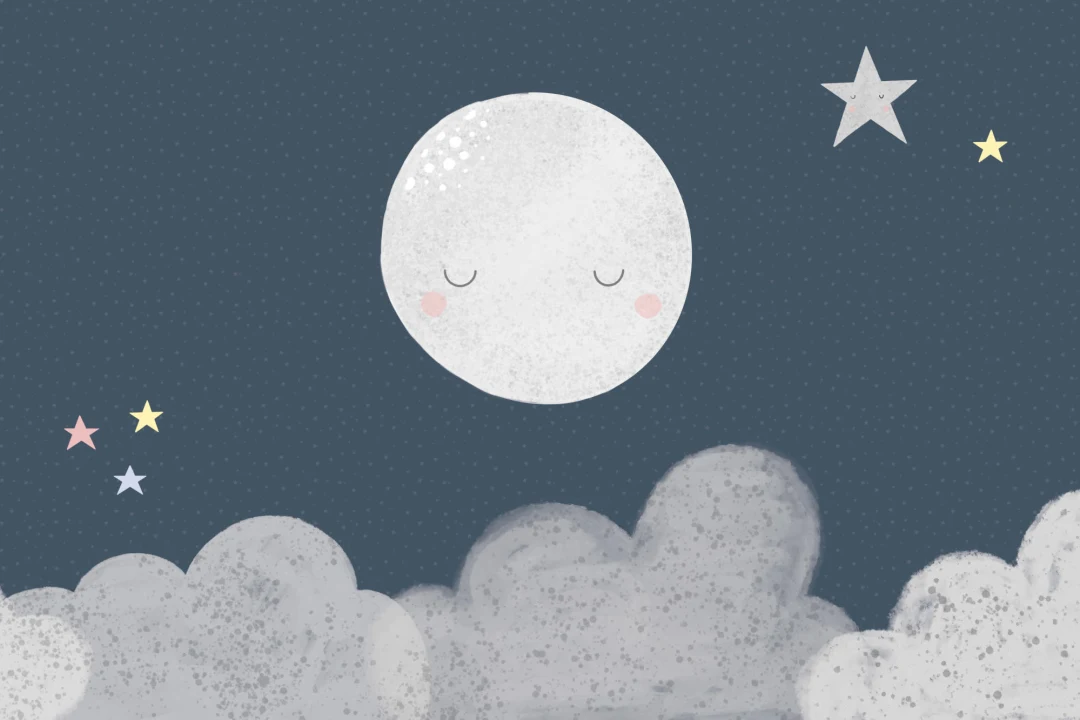 Kids Cute Navy Night Sky Moon Wallpaper Mural