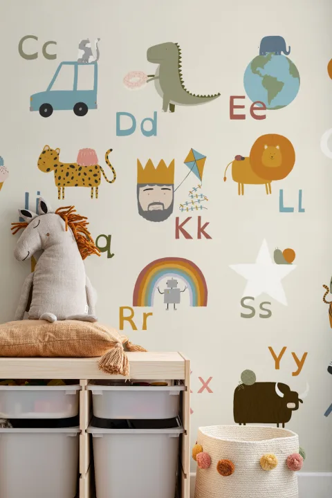 Copii distracție educaționale ilustrate Alfabet tapet Mural