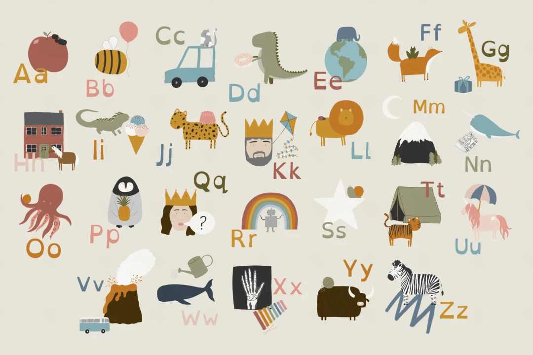 Kids Fun Educational Illustrated Alphabet Wallpaper Mural