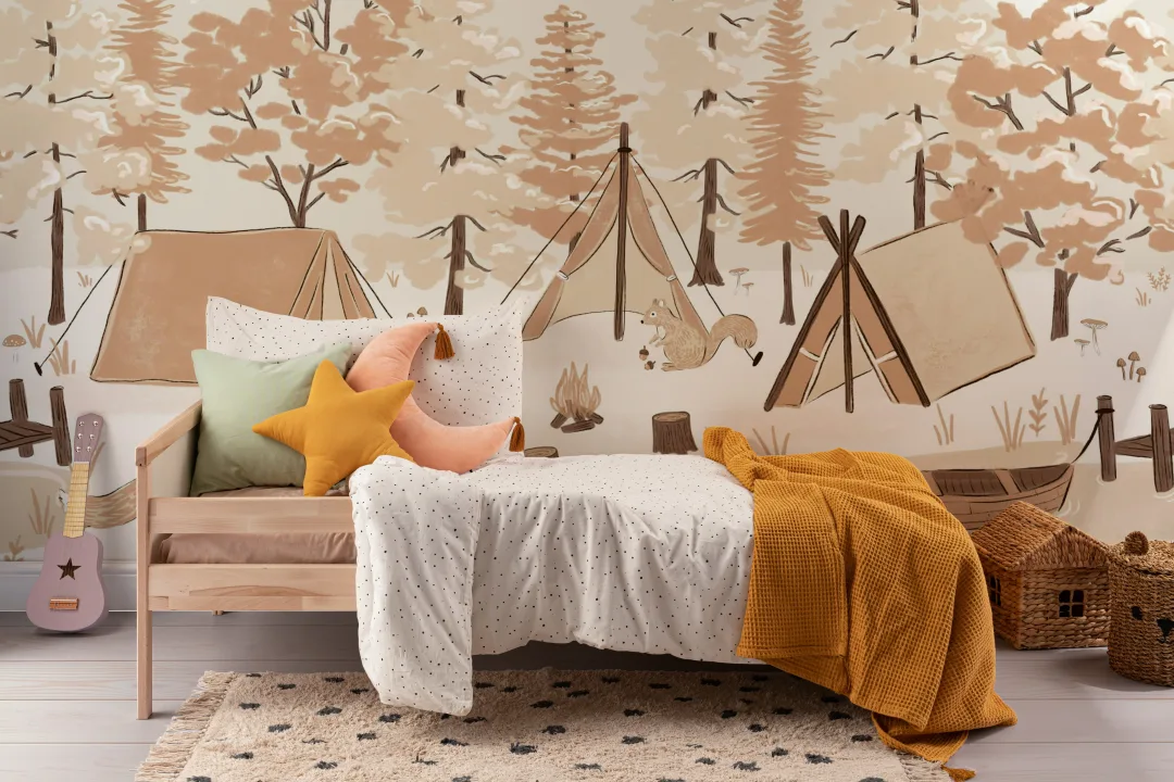 Kids Woodland Camping Wallpaper Mural