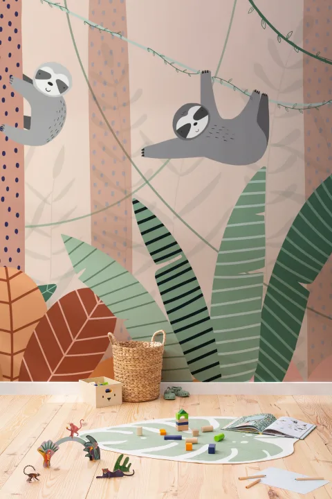 Cute Cartoon Sloth Wallpaper Mural