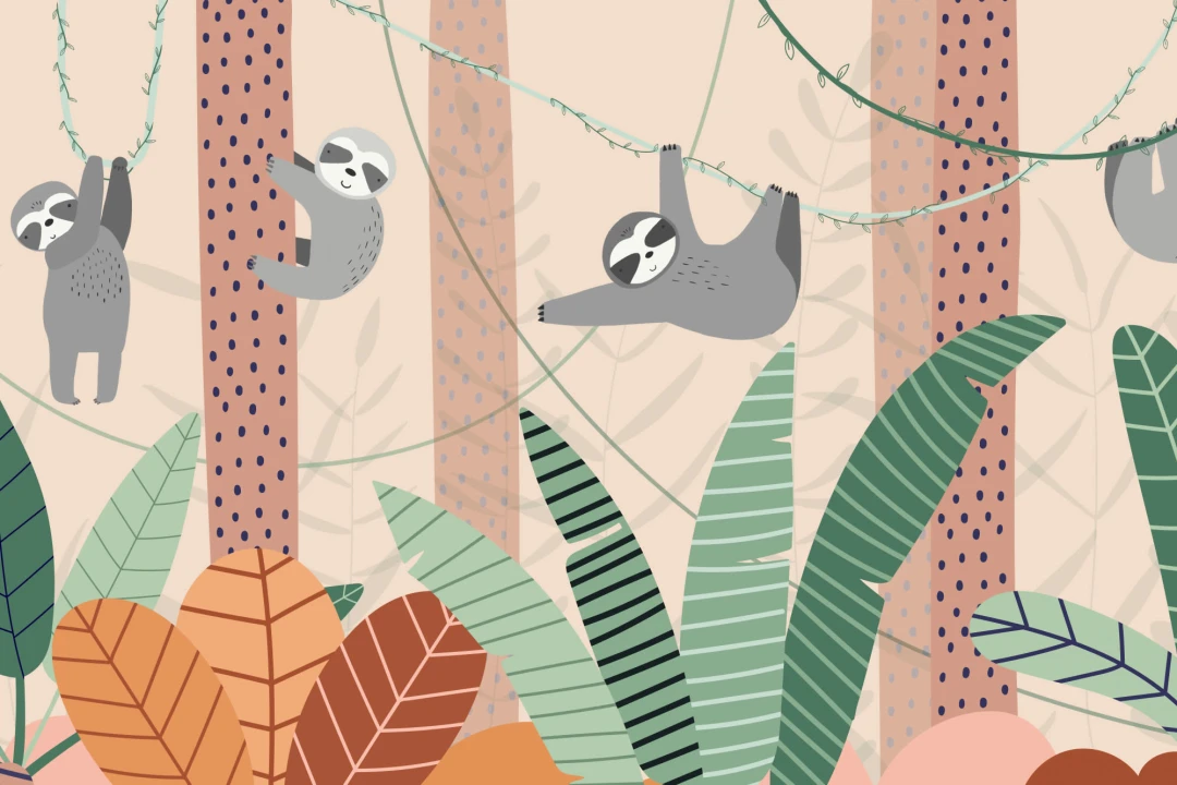 Cute Cartoon Sloth Wallpaper Mural