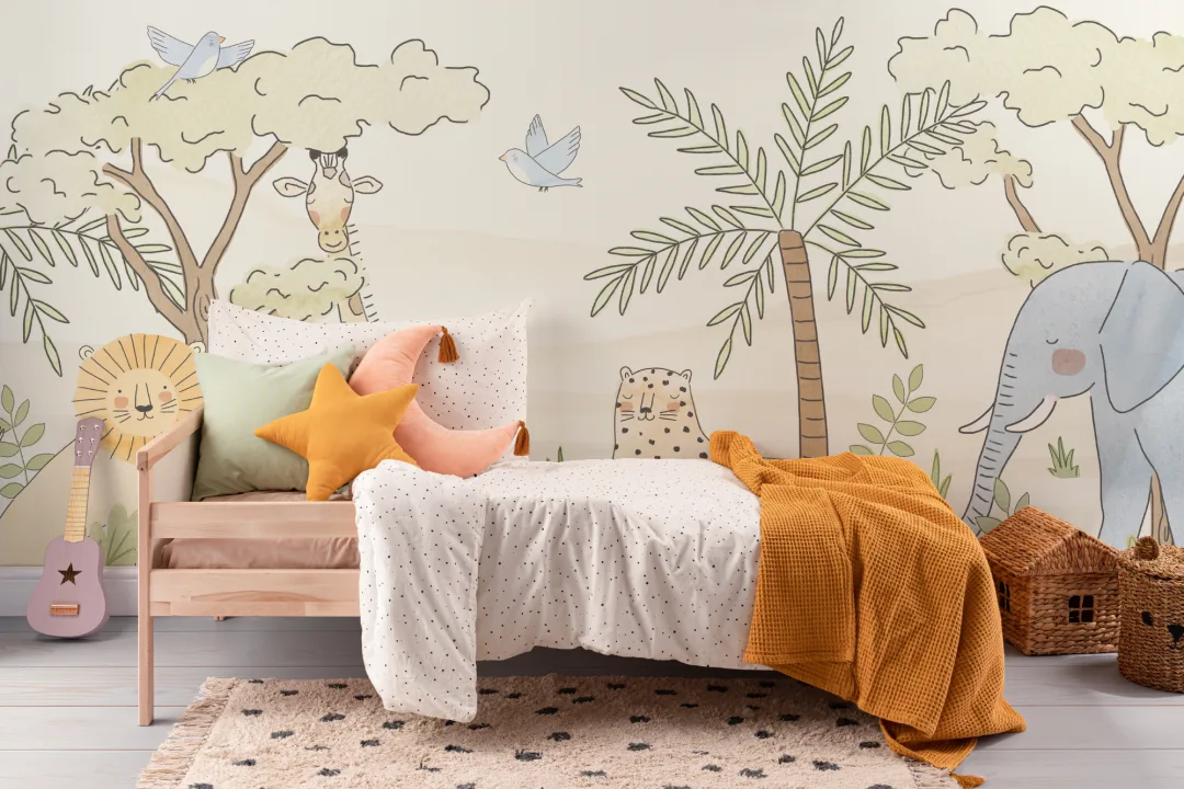 Cute Safari Animals Wallpaper Mural