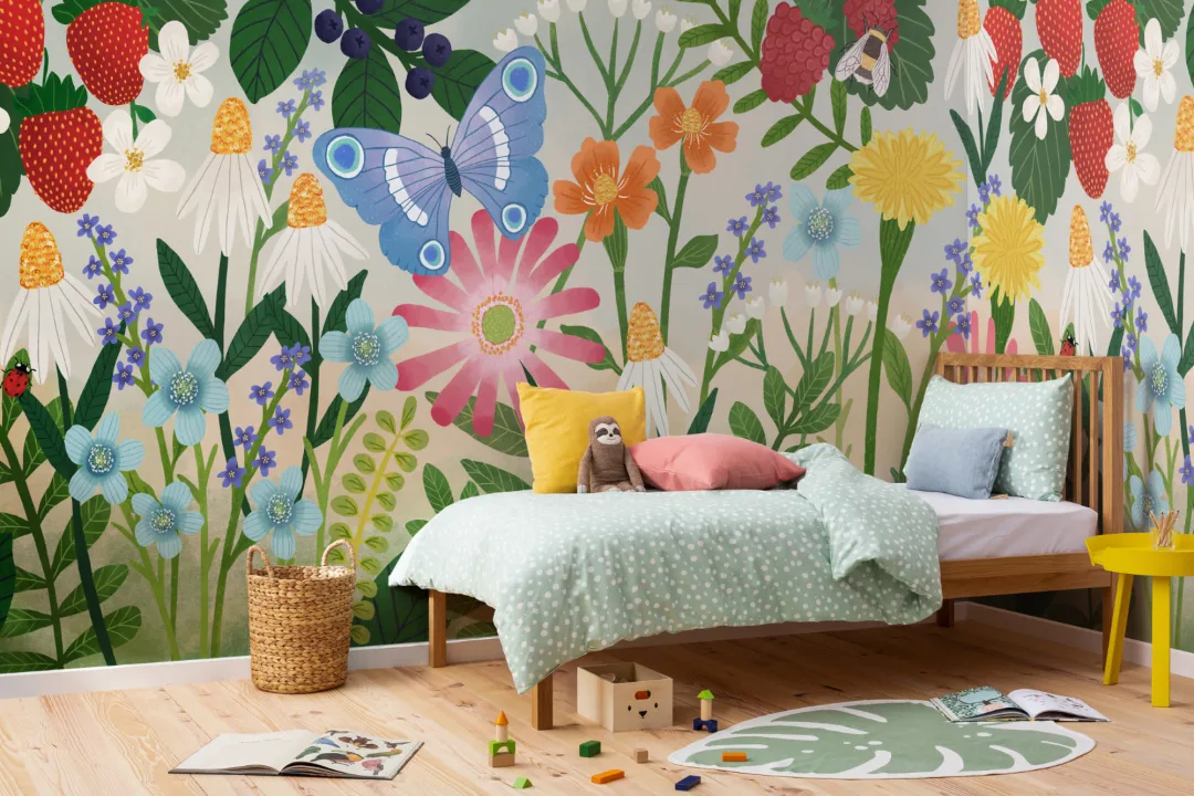 Kids Illustrated Floral Garden Mural