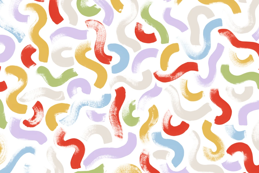 Pictat manual Wiggle Shapes murale în tonuri multi-colorate