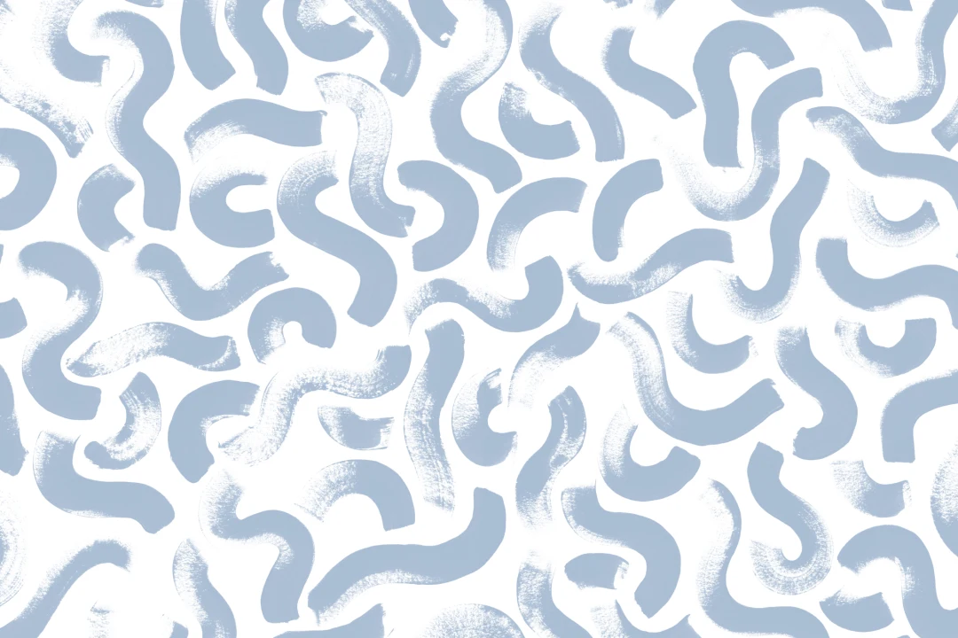 Hand-Painted Wiggle Pattern Wall Mural in Cool Blue