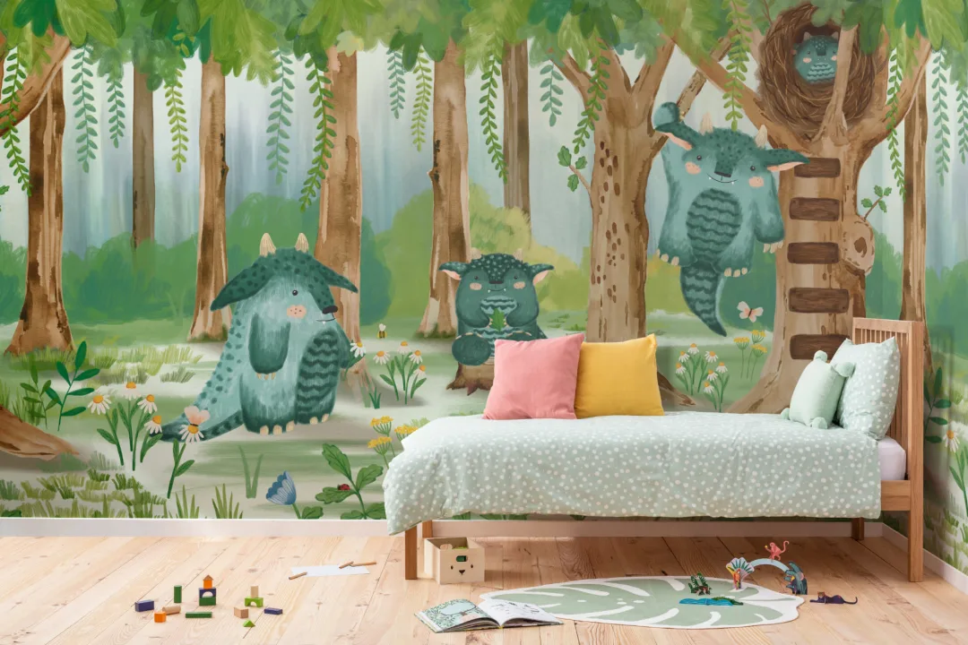 Fuzzlehogs Forest Storybook Monsters Wallpaper Mural