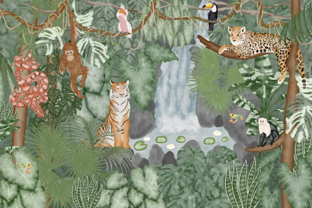 Mural Animales de la Selva a la Acuarela