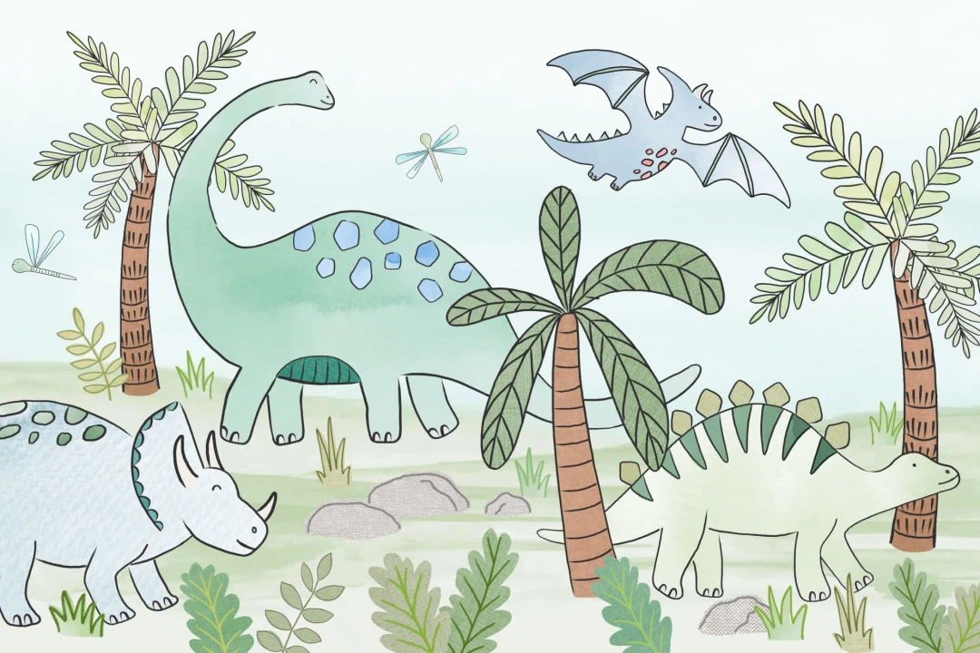 Mural con Dinosaurios en la Naturaleza