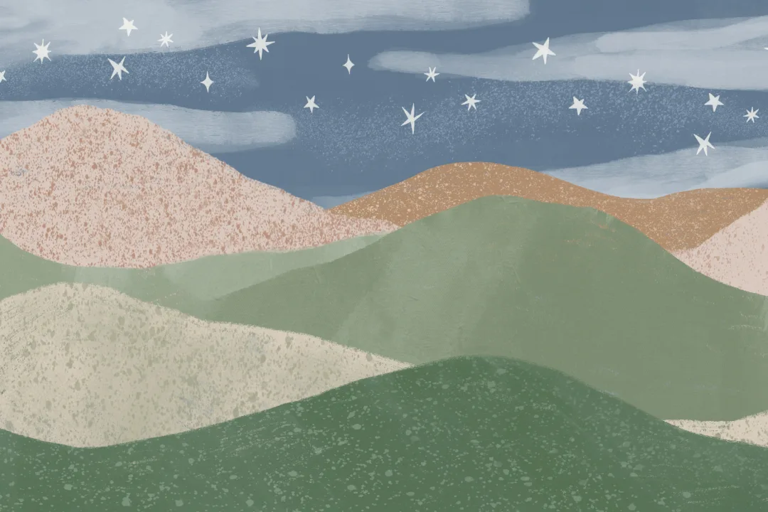 Blue Celestial Kids' Dreamy Nightscape Landscape Mural