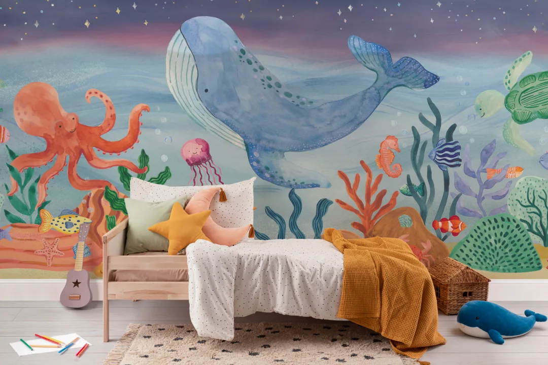 Multicolor Underwater Adventure Kids' Wall Mural