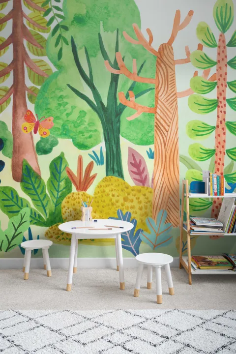 Watercolor Kids Funky Forest Mural