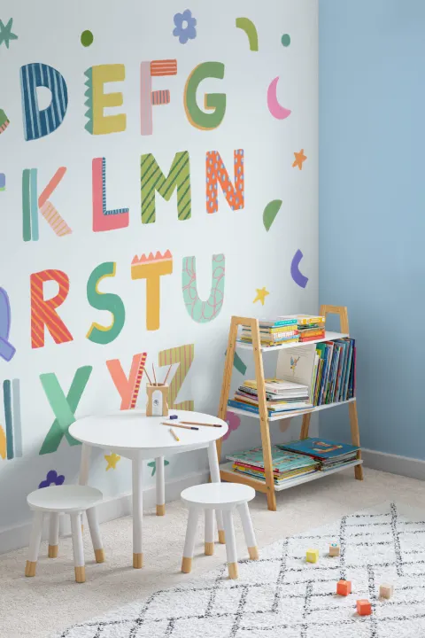 Blue Kids Colorful Alphabet Mural