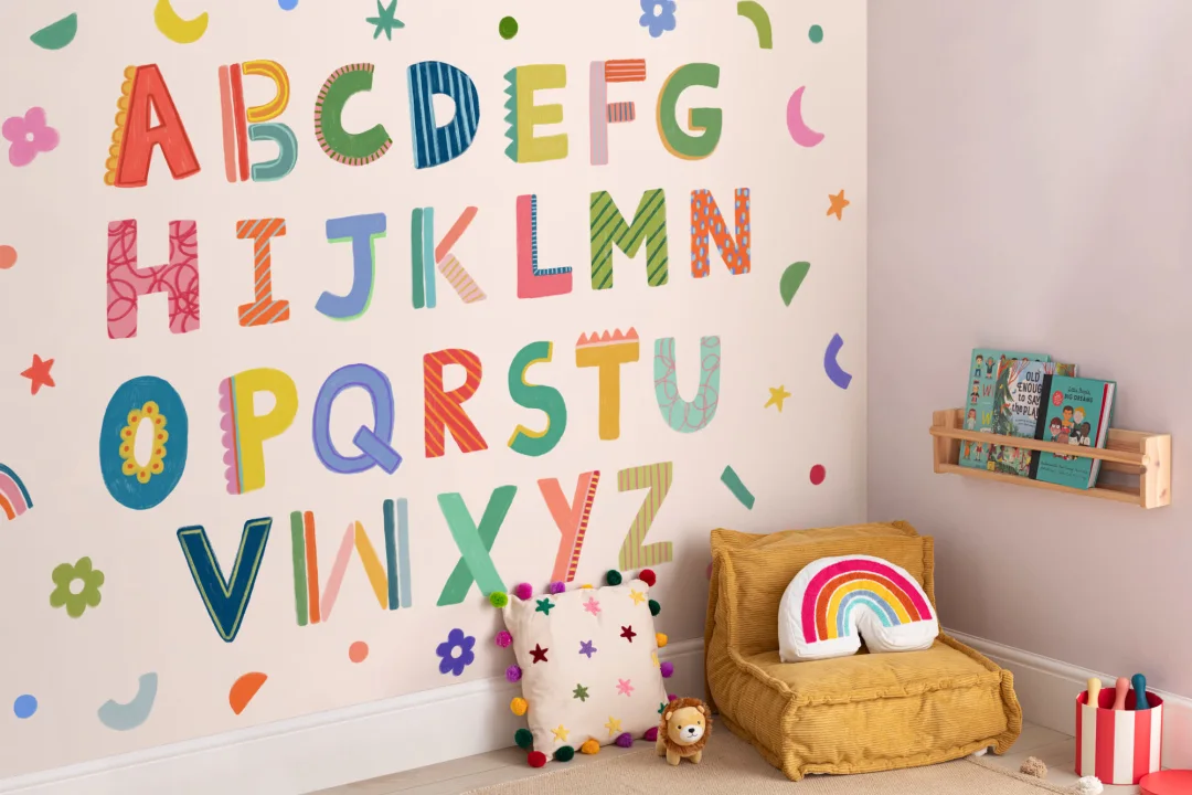 Pink Kids Colorful Alphabet Mural