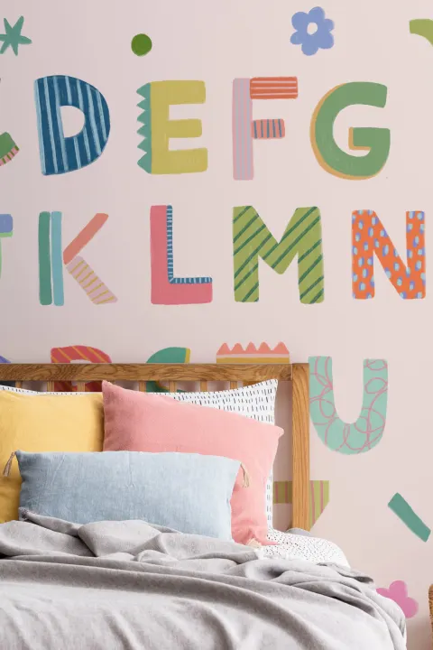 Pink Kids Colorful Alphabet Mural