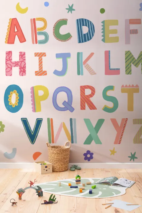 Pink Kids Colorful Alphabet Mural
