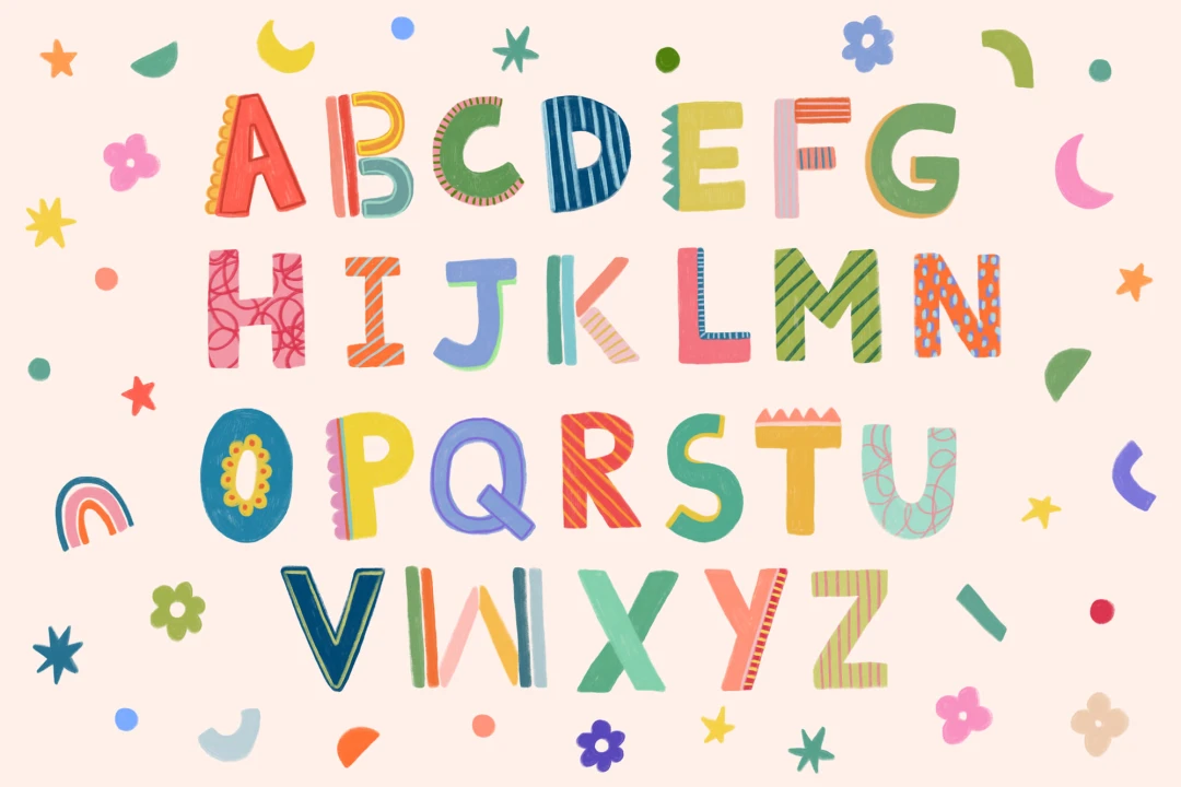 Pink Kids Colorful Alphabet Mural