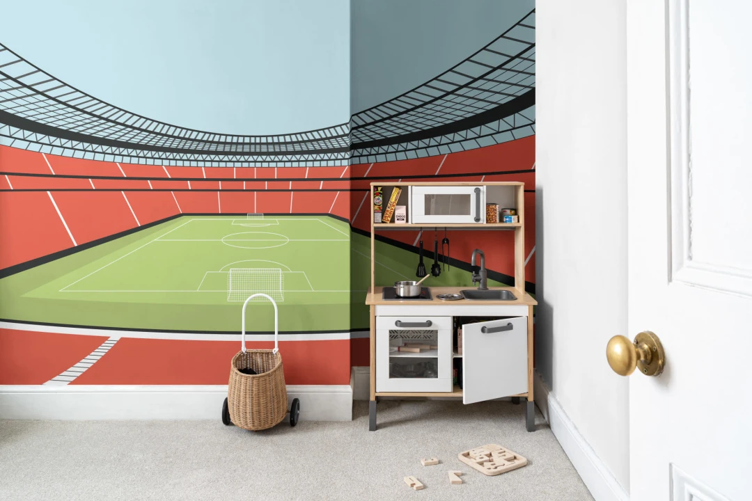 Kids Red Soccer Stadion Mural
