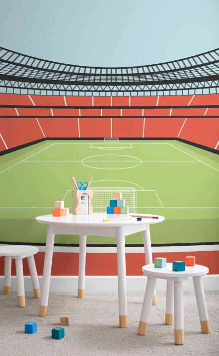Kinderen Rood Voetbalstadion Muurschildering