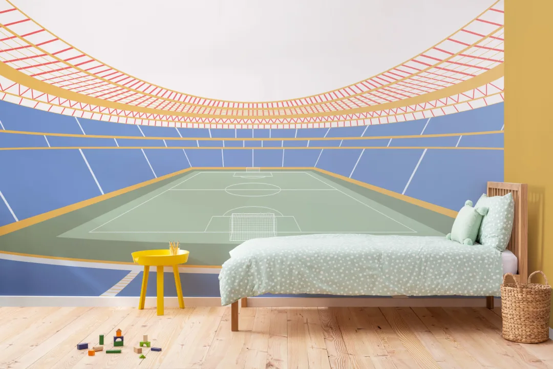 Mural infantil Estadio de fútbol azul