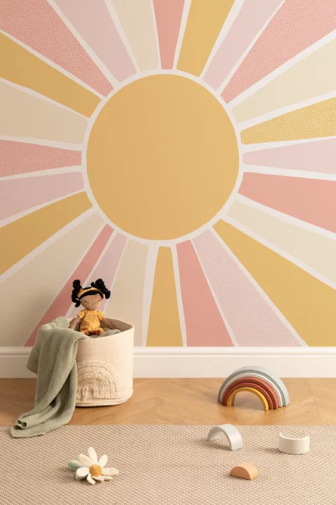 Kinder Rosa Boho Block Sonnenschein Wandbild