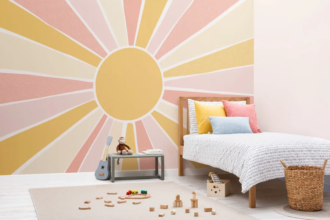 Kids Pink Boho Block Sunshine Mural