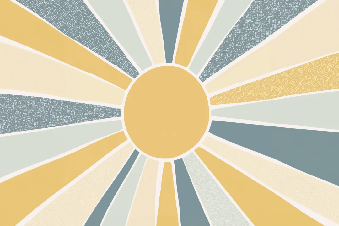 Mural infantil azul Boho Block Sunshine