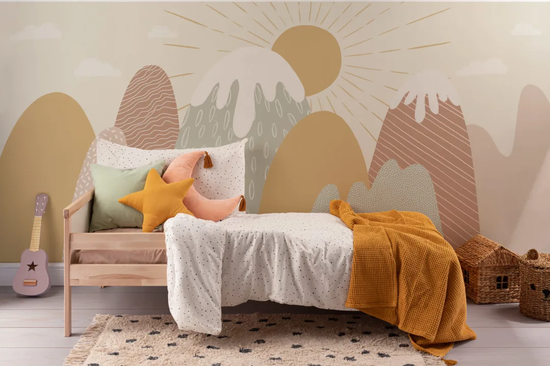 Kids Boho Snowy Mountains Mural