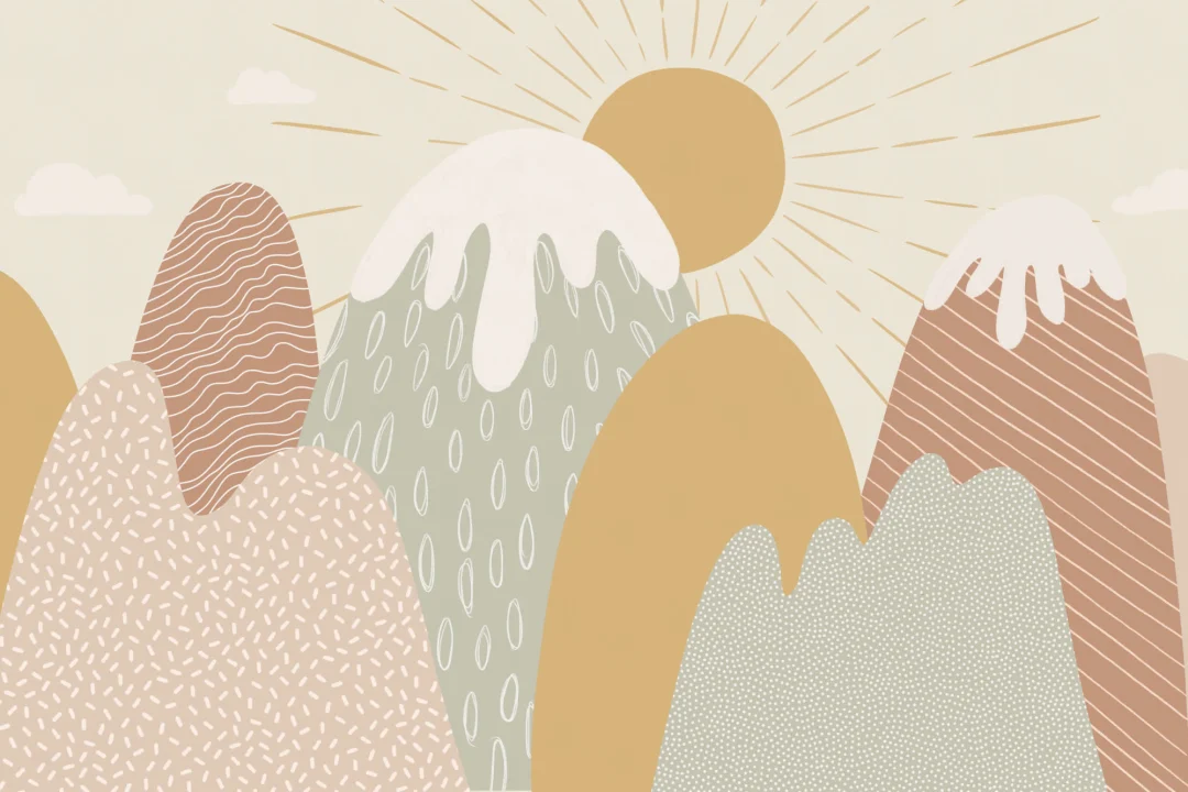 Kids Boho Snowy Mountains Mural