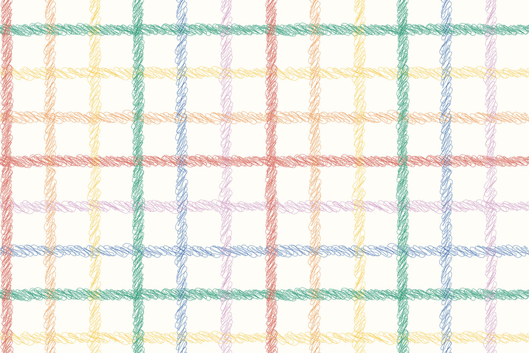 Papel pintado cuadriculado multicolor divertido dibujado a mano