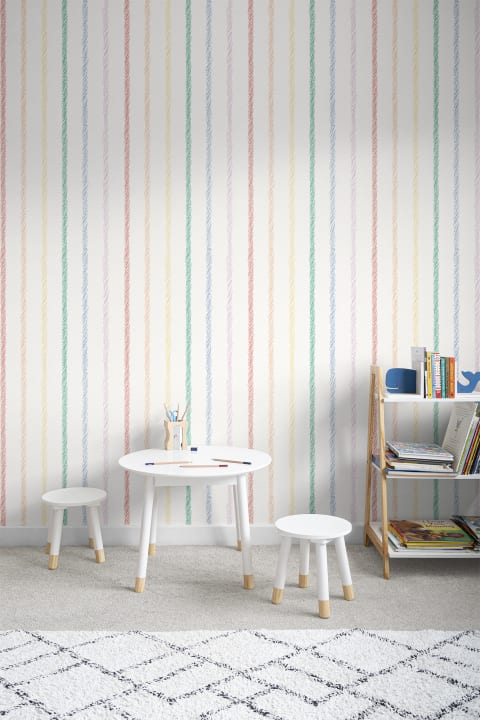 Multicolor Fun Hand Drawn Striped Wallpaper