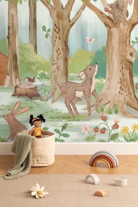 Kids Woodland Animal Scene Mural