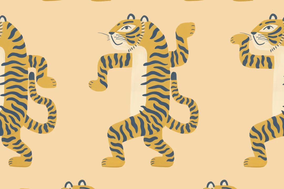 Yellow Dancing Tiger Mural