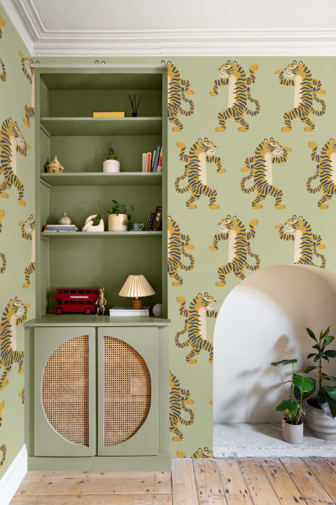 Green Dancing Tiger Mural