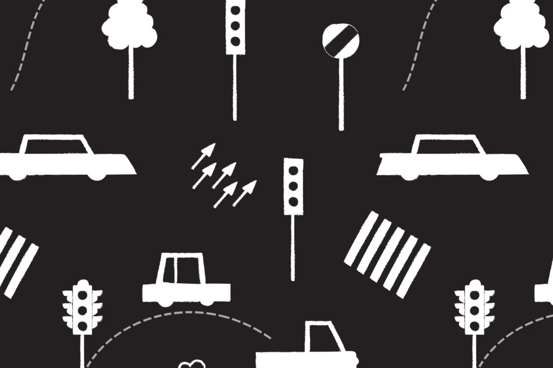 Papel Pintado Tráfico de Coches Blanco y Negro